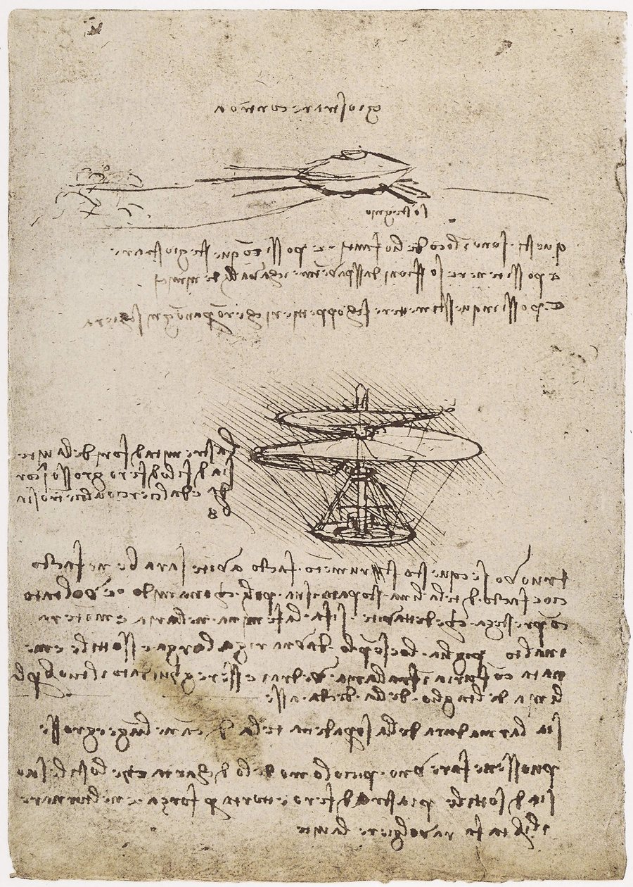MS B 2173 fol. 83v Studi di una vite aerea, 1488-90 (penna e inchiostro su carta) da Leonardo da Vinci