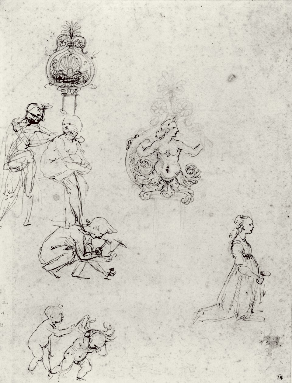 Studi di figure e decorazioni, c.1480-82 da Leonardo da Vinci