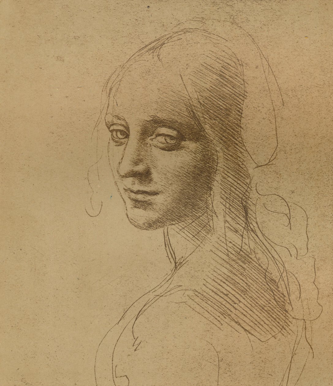 Una testa femminile, c1472-c1519 1883 da Leonardo da Vinci