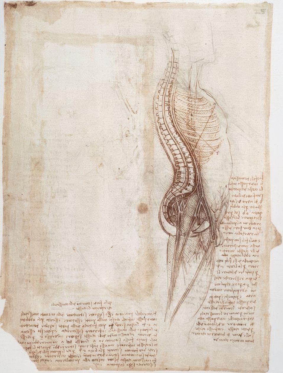 Studi di anatomia: Colonna vertebrale da Leonardo da Vinci