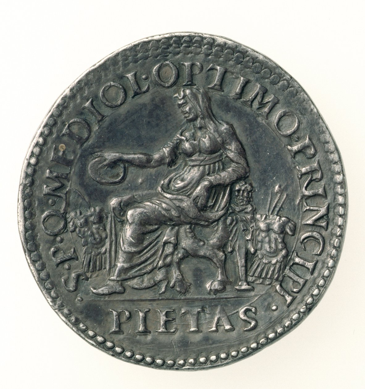 Testone di Carlo V (1500-58) Duca di Milano, inciso da Dye, 1535-56 (retro) da Leone Leoni