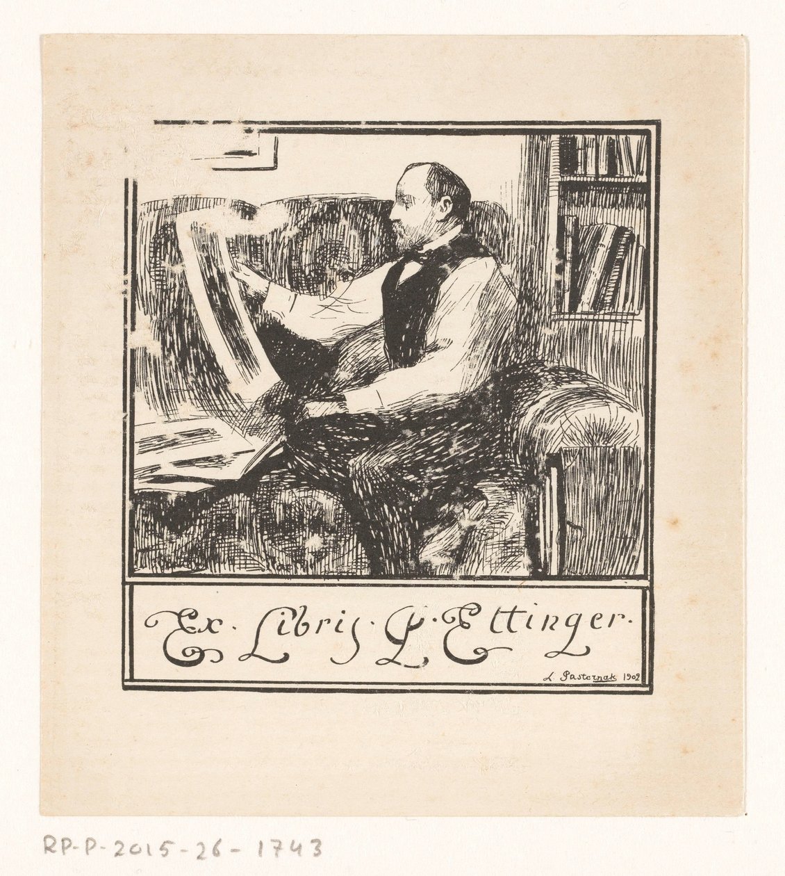 Ex libris di Pawel Ettinger da Leonid Osipovisch Pasternak