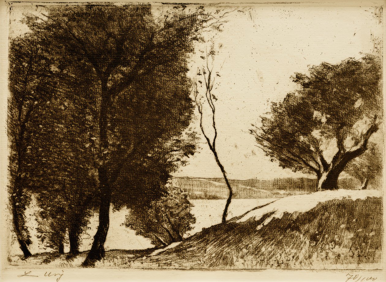 Riva alberata sul lago di Mark da Lesser Ury