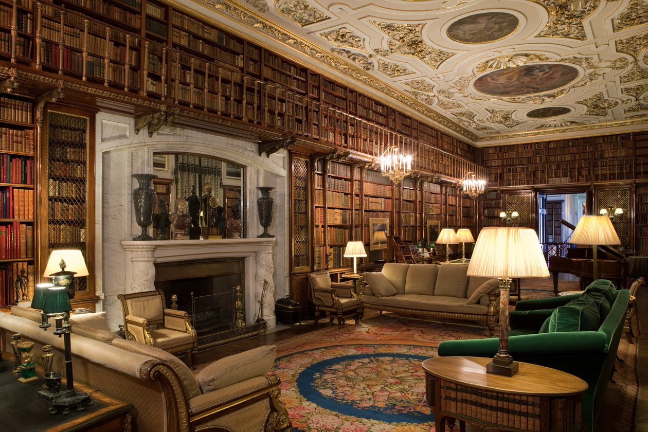 La Biblioteca, Chatsworth House, Derbyshire da Unbekannt Unbekannt