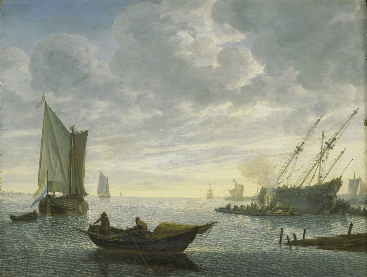 Calafataggio di una nave da Lieve Pietersz. Verschuier
