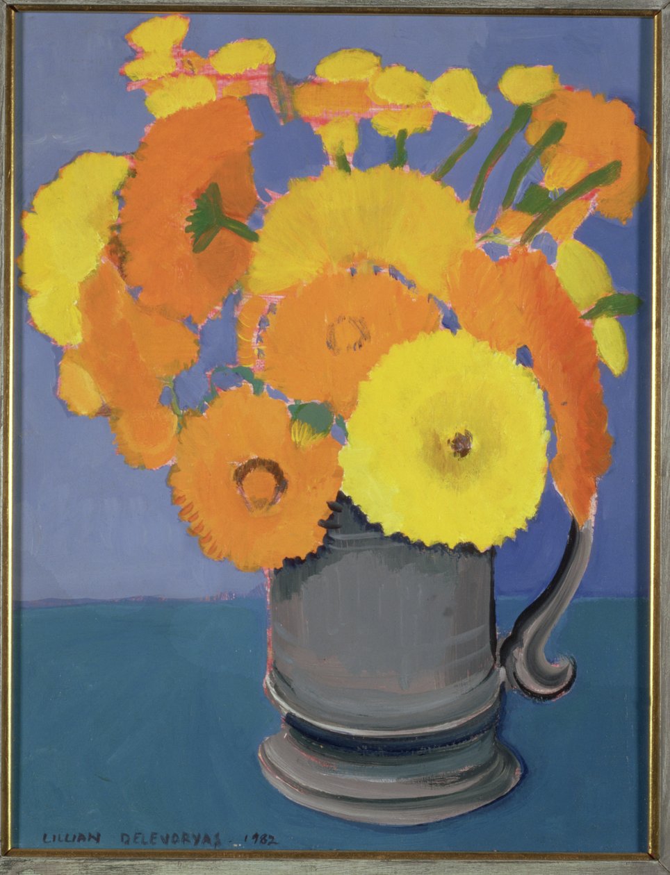 Fiori arancioni in un boccale da Lillian Delevoryas