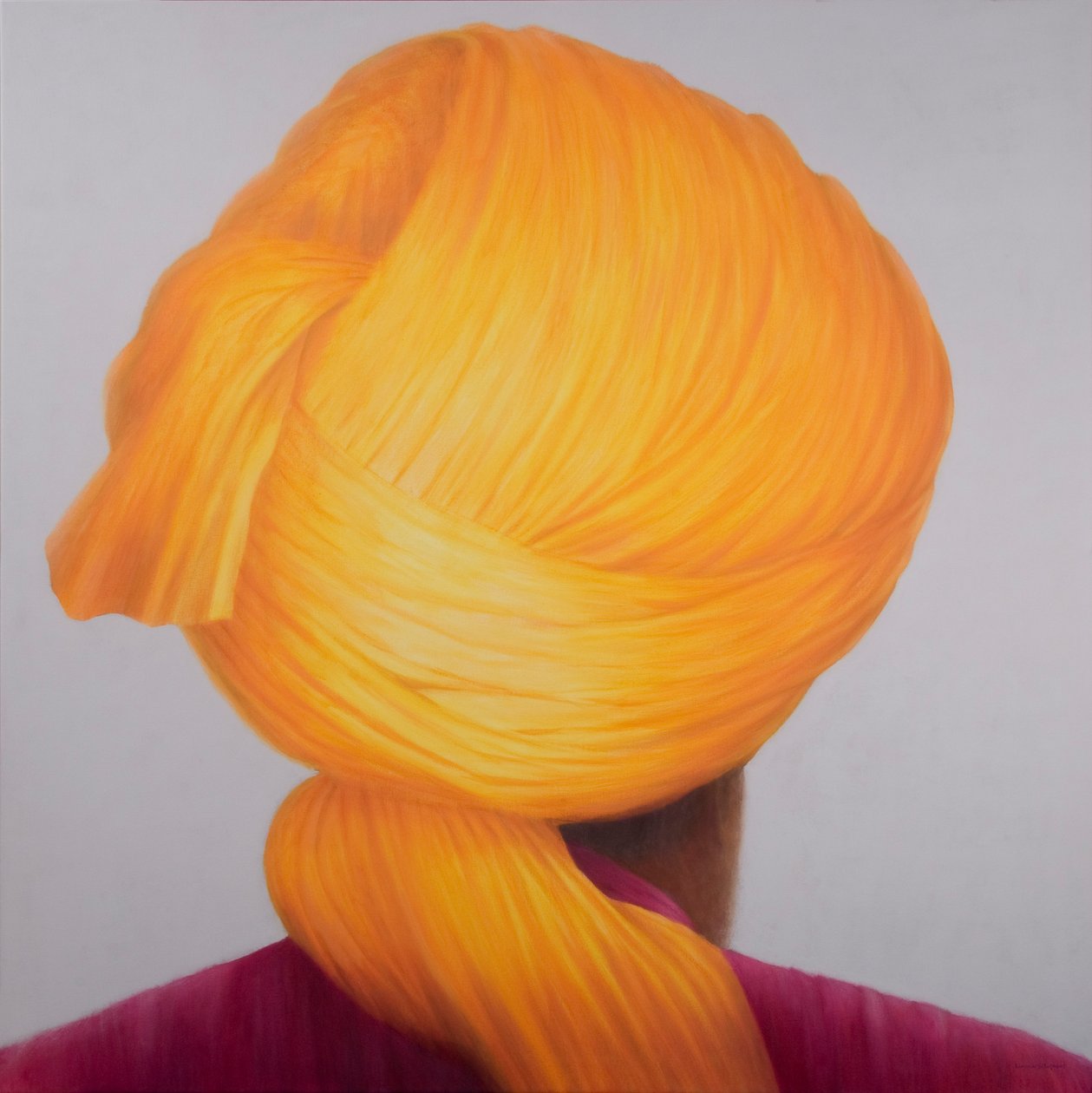 Grande turbante zafferano da Lincoln Seligman