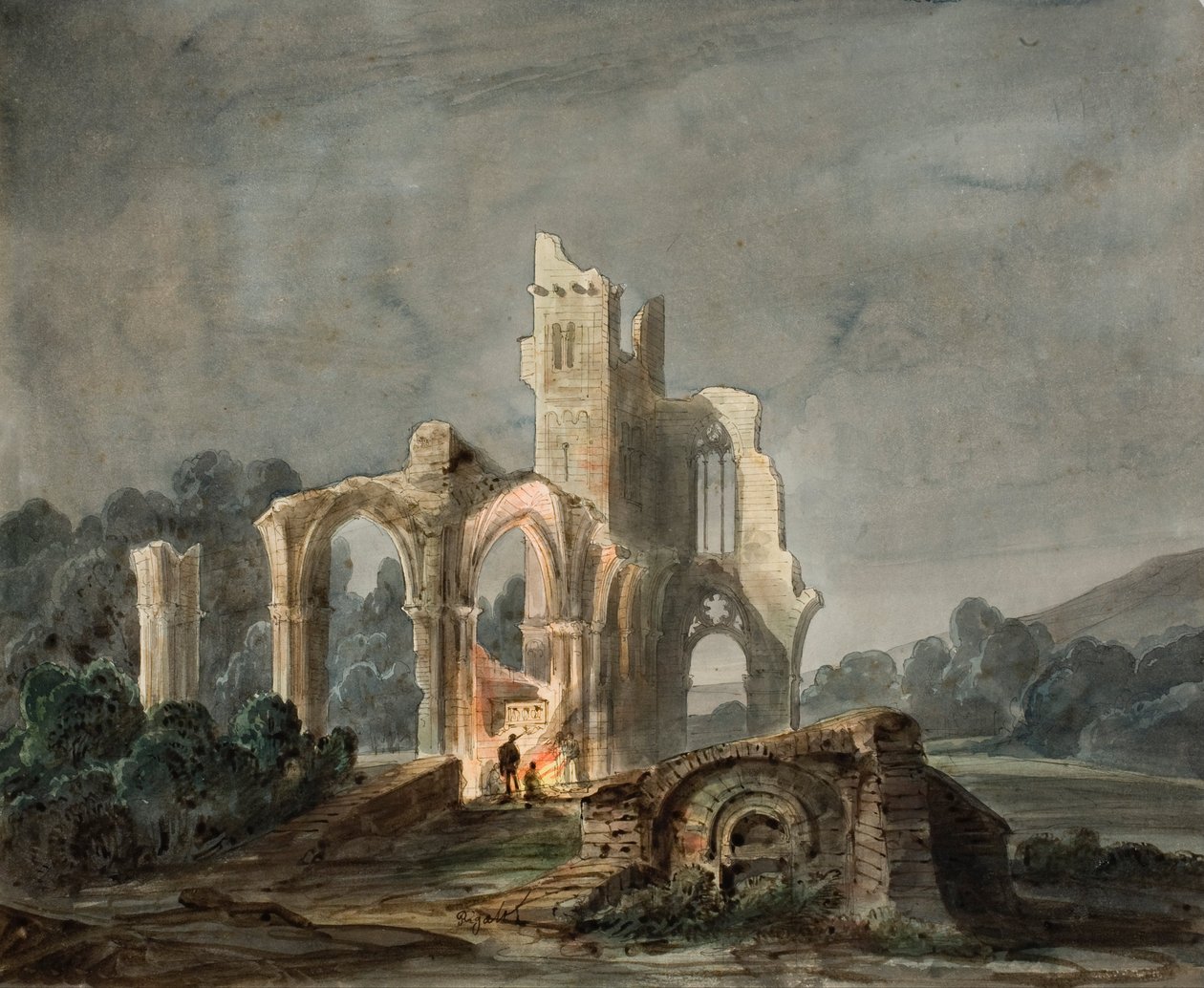 Paesaggio notturno con rovine gotiche da Lluís Rigalt
