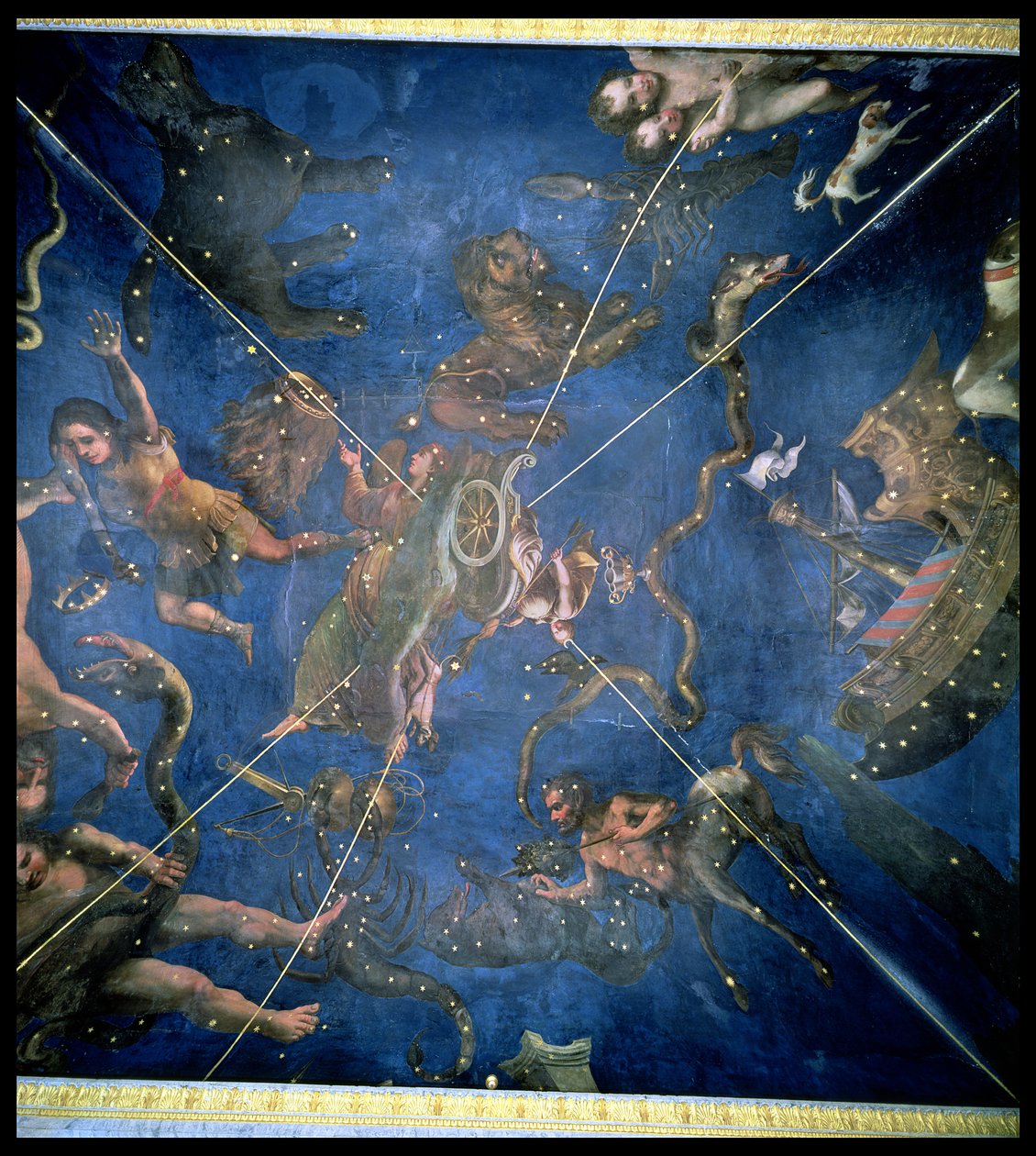 Segni dello Zodiaco, dettaglio dal soffitto della Sala dello Zodiaco, 1579 da Lorenzo Costa