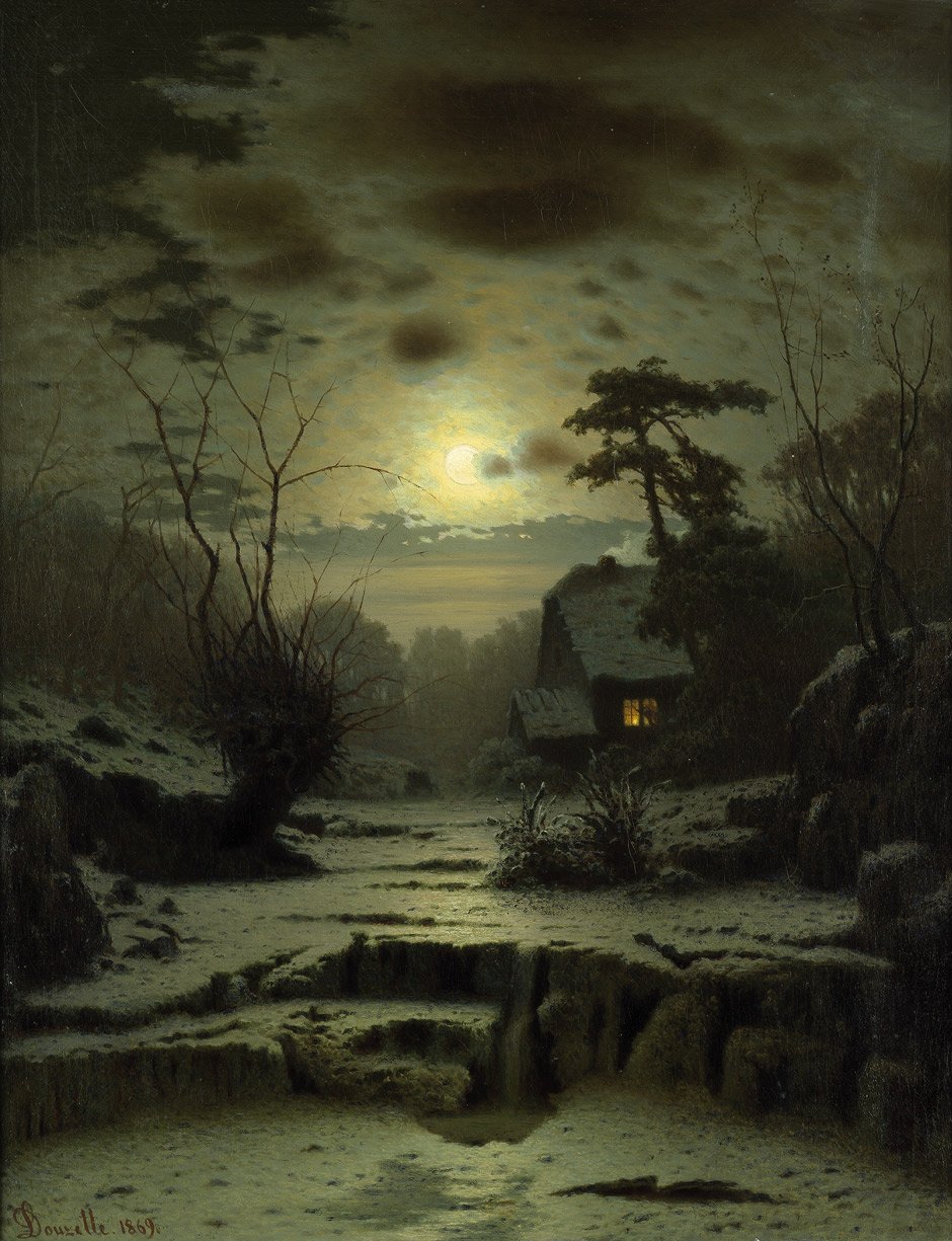 Paesaggio invernale con luna piena da Louis Douzette