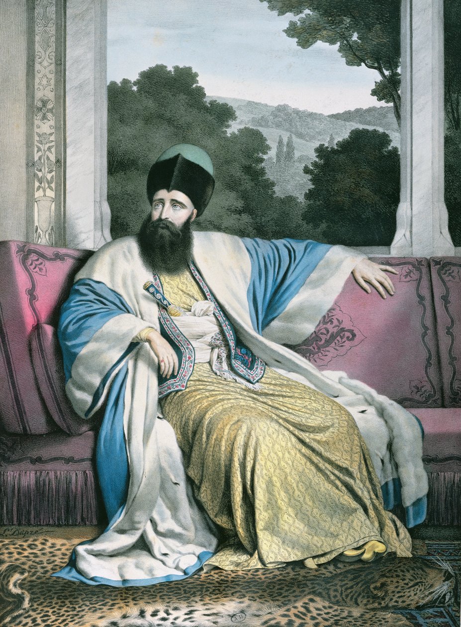 Michael Soutzo (Mihai Sutu), Principe di Moldavia 1819-21, inciso da Lemercier per 