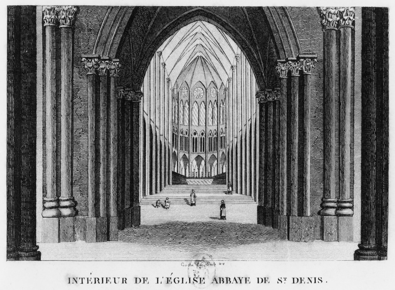 Basilica di Saint-Denis, vista interna, 1818 da Louis Francois Couche