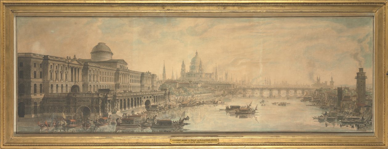 Somerset House, Cattedrale di San Paolo e Ponte di Blackfriars da Louis Jean Desprez