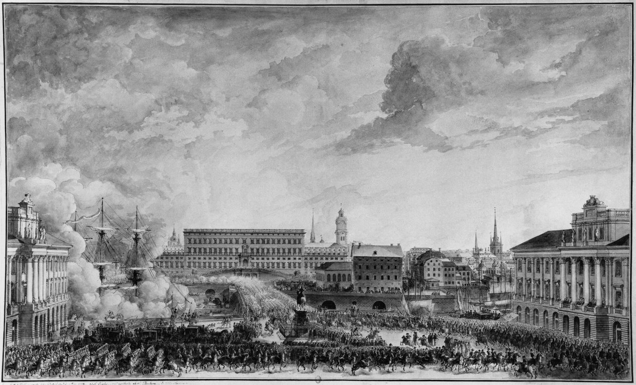 Veduta di Stoccolma, fine XVIII secolo da Louis Jean Desprez