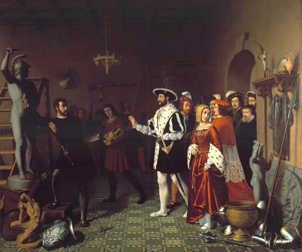 Francesco I visita Benvenuto Cellini al Castello di Nesle, c.1845 da Louis Joseph Grisée