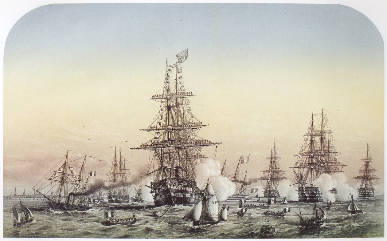 Napoleone III a Calais, in visita alla squadra britannica in partenza per la Crimea. 14 luglio 1854 da Louis Le Breton