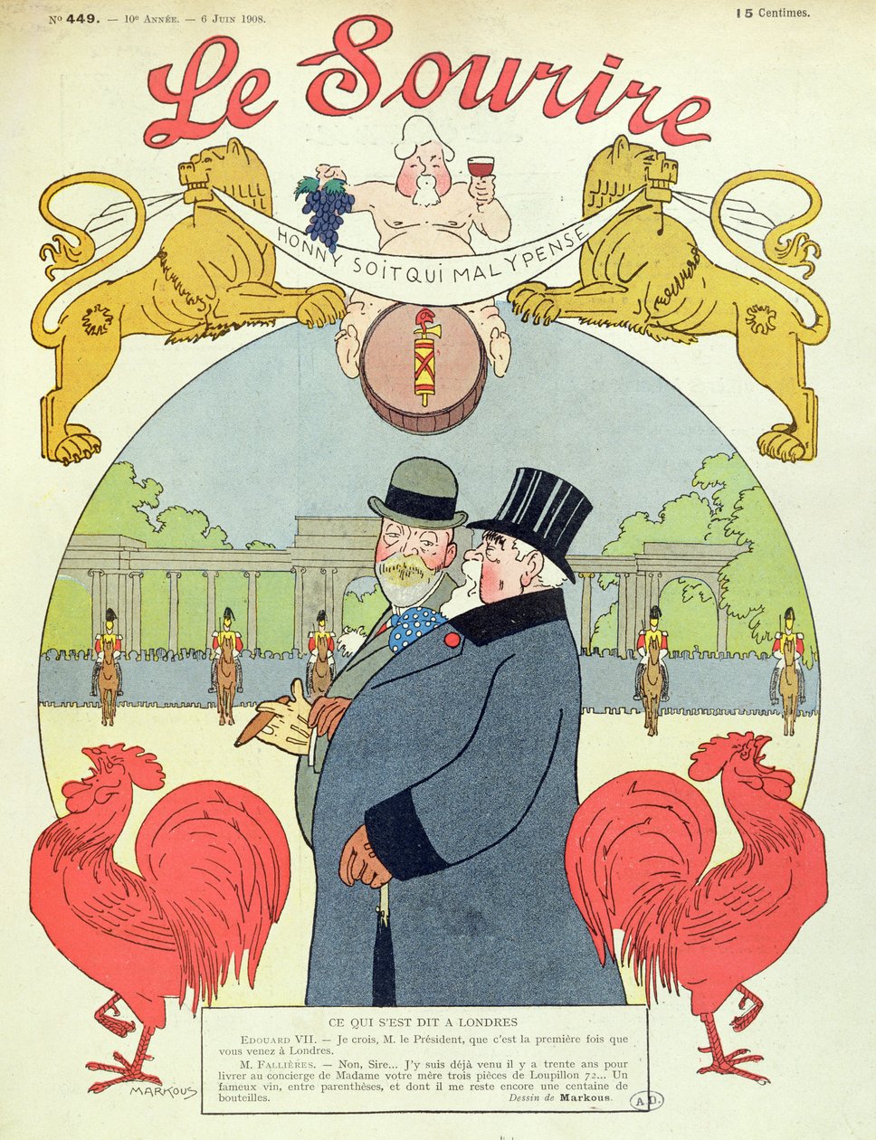 Presidente Armand Fallieres con Re Edoardo VII, copertina della rivista 