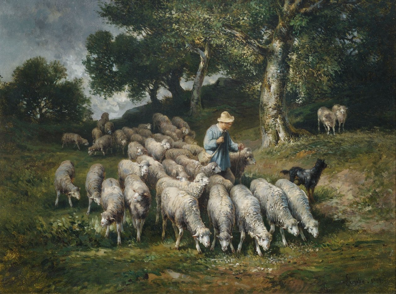 Gregge di pecore in paesaggio collinare da Louis Robbe