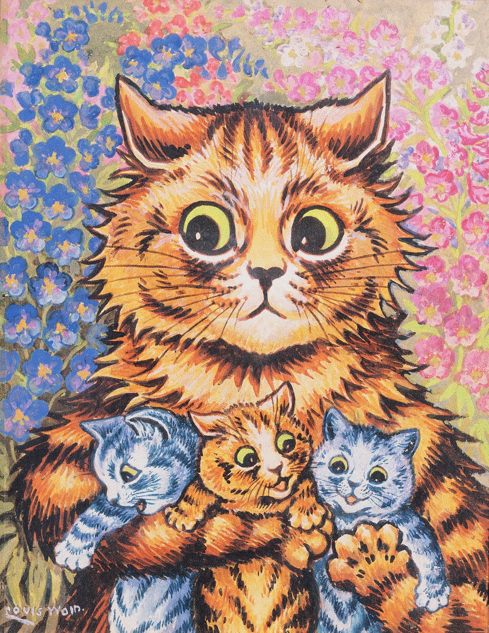 Una Gatta con i suoi Gattini da Louis Wain