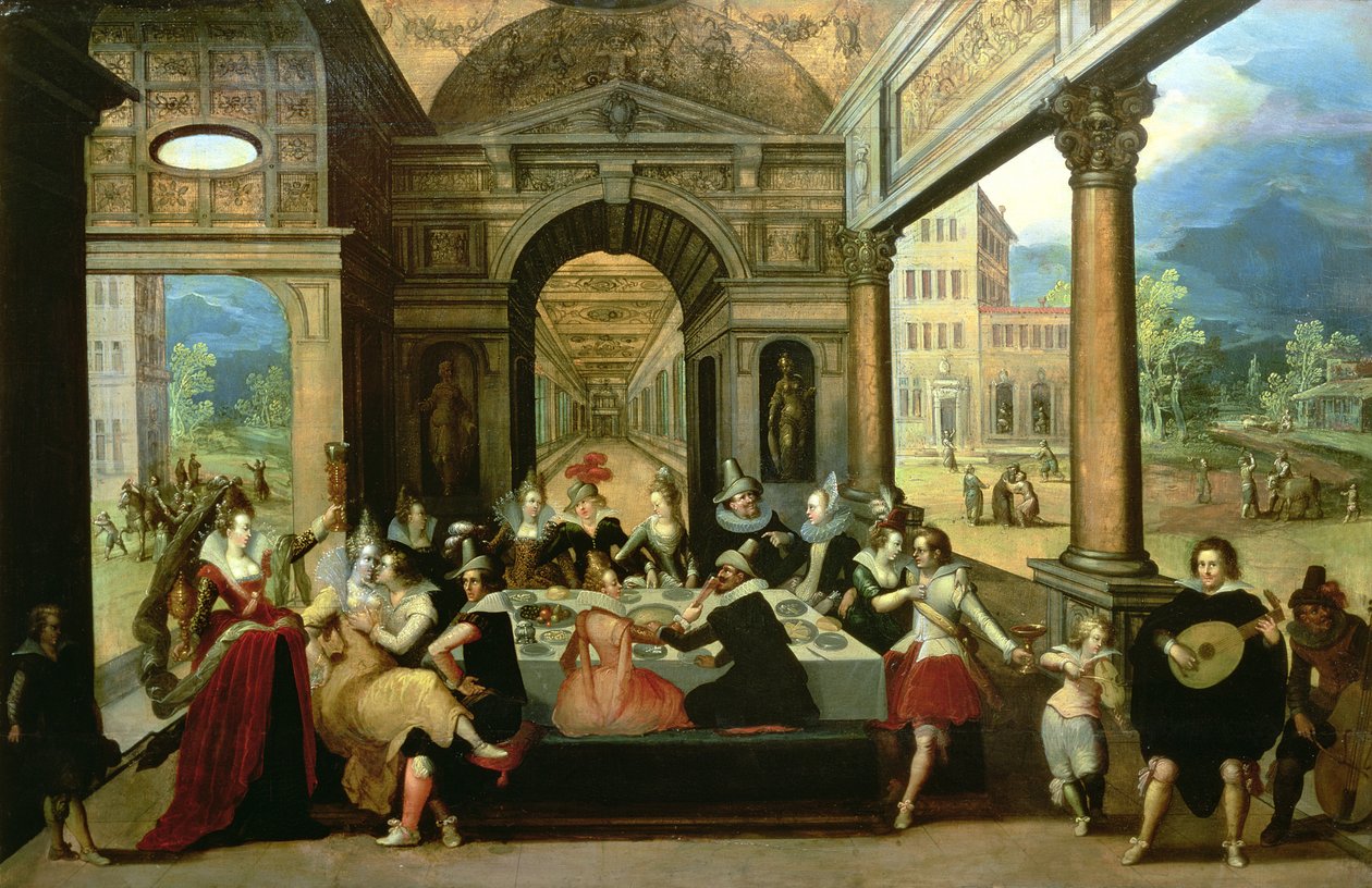 La parabola del figliol prodigo, 1600-20 da Louis de Caullery