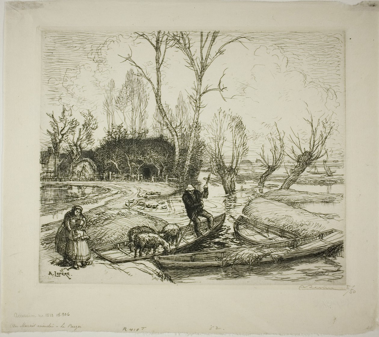 Il Marais allagato: il pastore da Louis Auguste Lepère