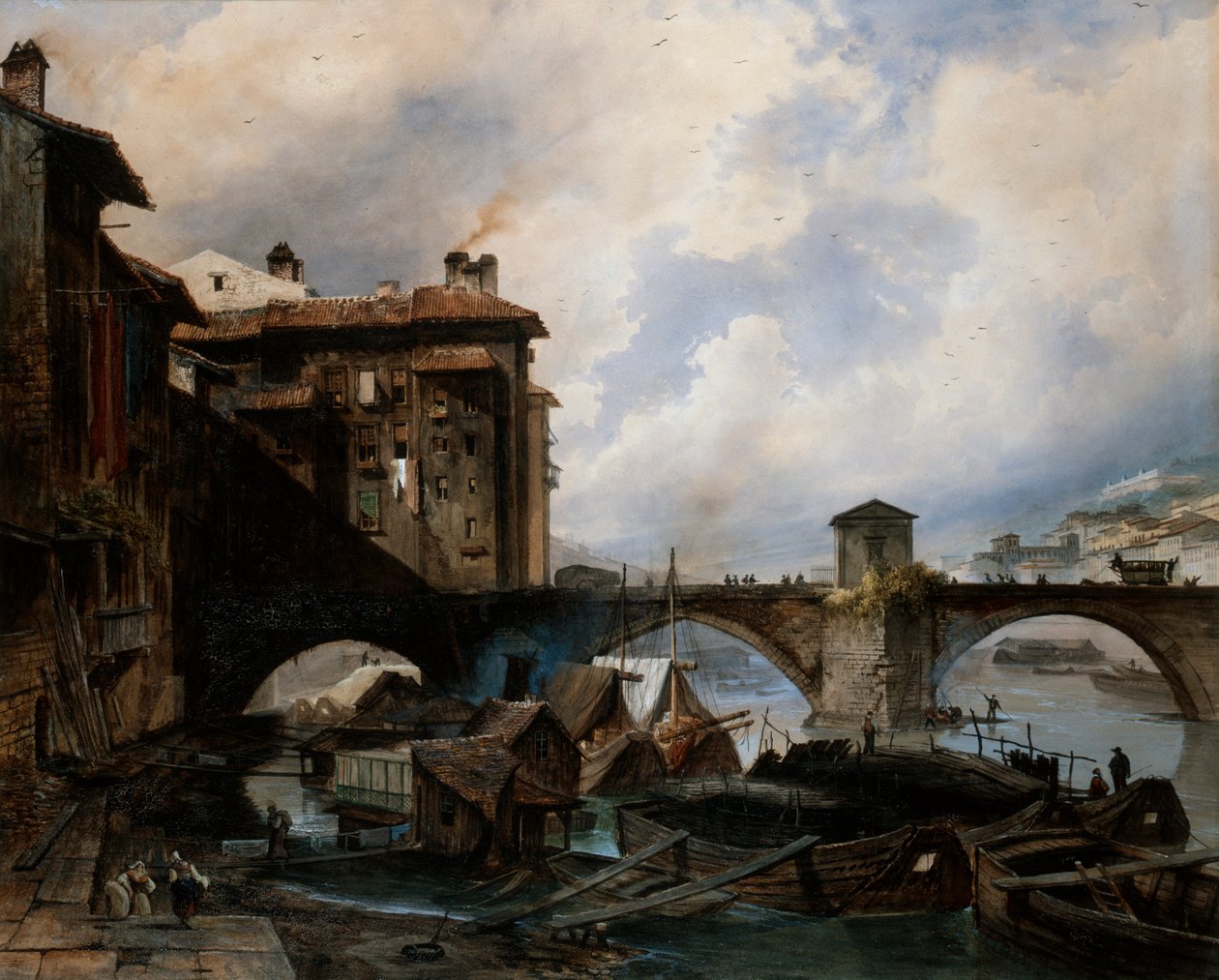 Il porto di Lione, 1830 da Louis Etienne Watelet