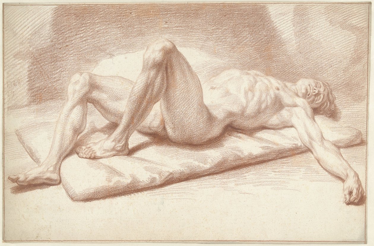 Nudo maschile, sdraiato sulla schiena da Louis Fabritius Dubourg