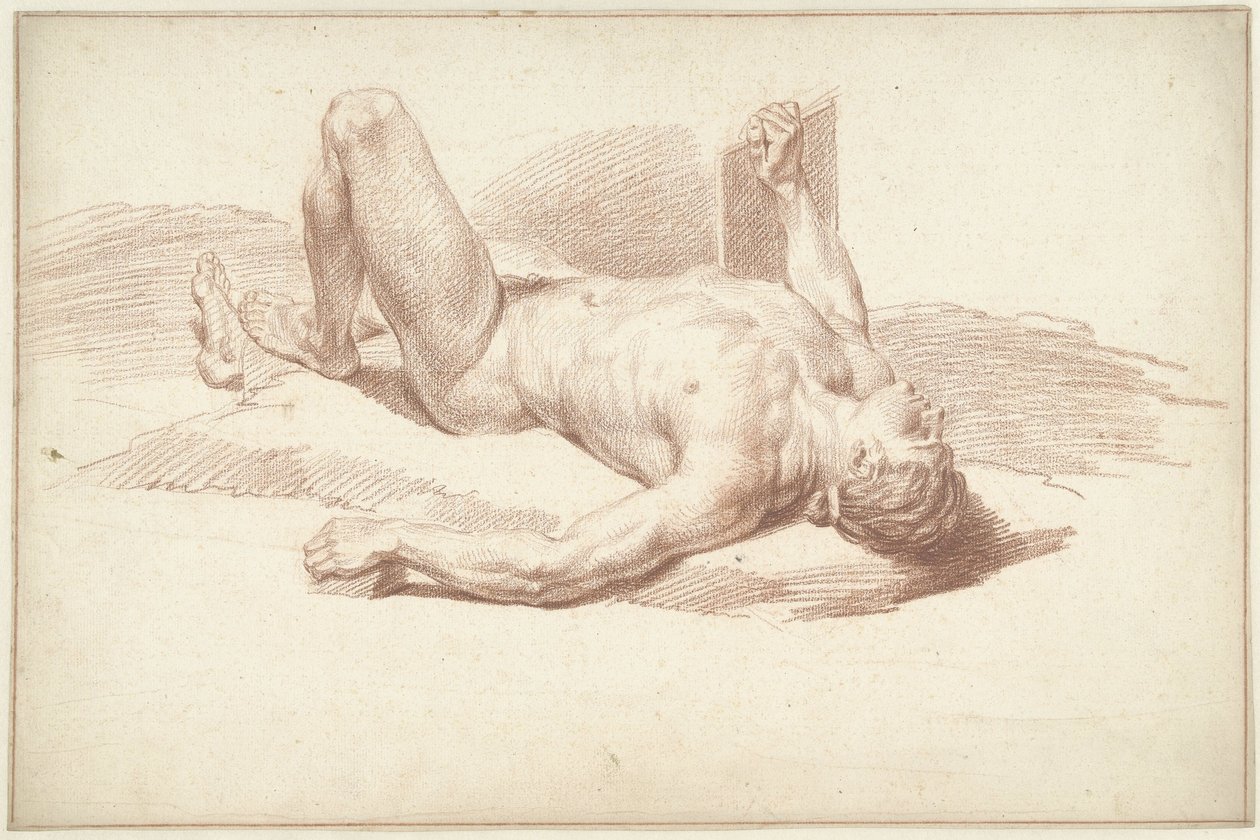 Nudo maschile, sdraiato sulla schiena da Louis Fabritius Dubourg