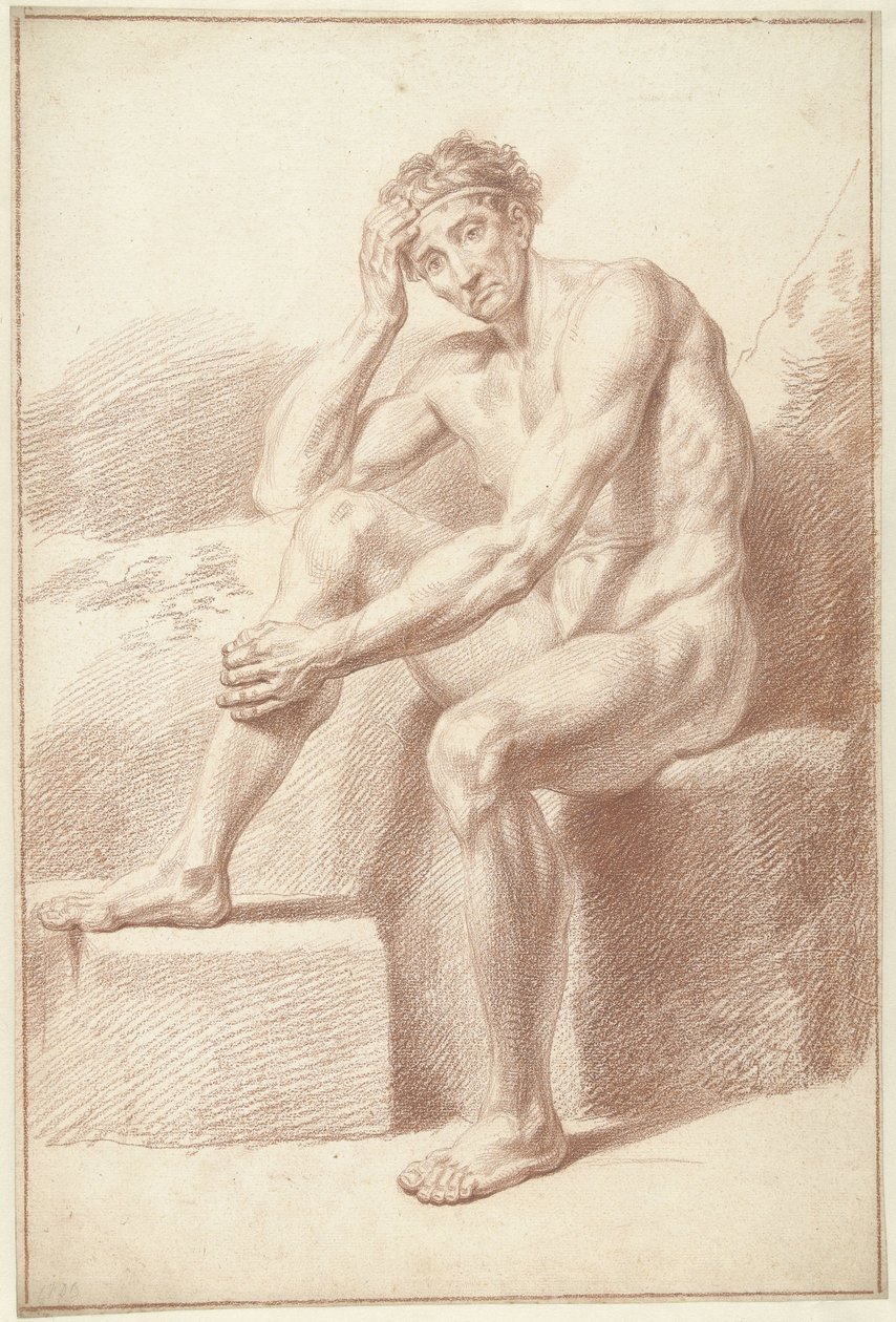 Nudo maschile, seduto con ginocchia piegate da Louis Fabritius Dubourg