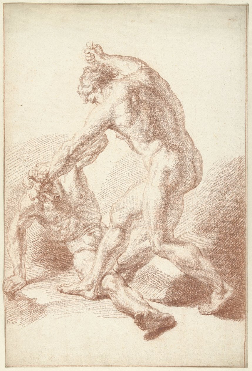 Due uomini nudi in combattimento da Louis Fabritius Dubourg