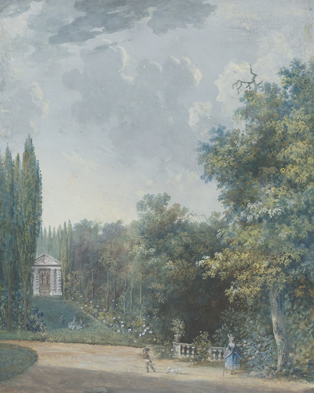 Vista del parco da Louis Gabriel Moreau the Elder
