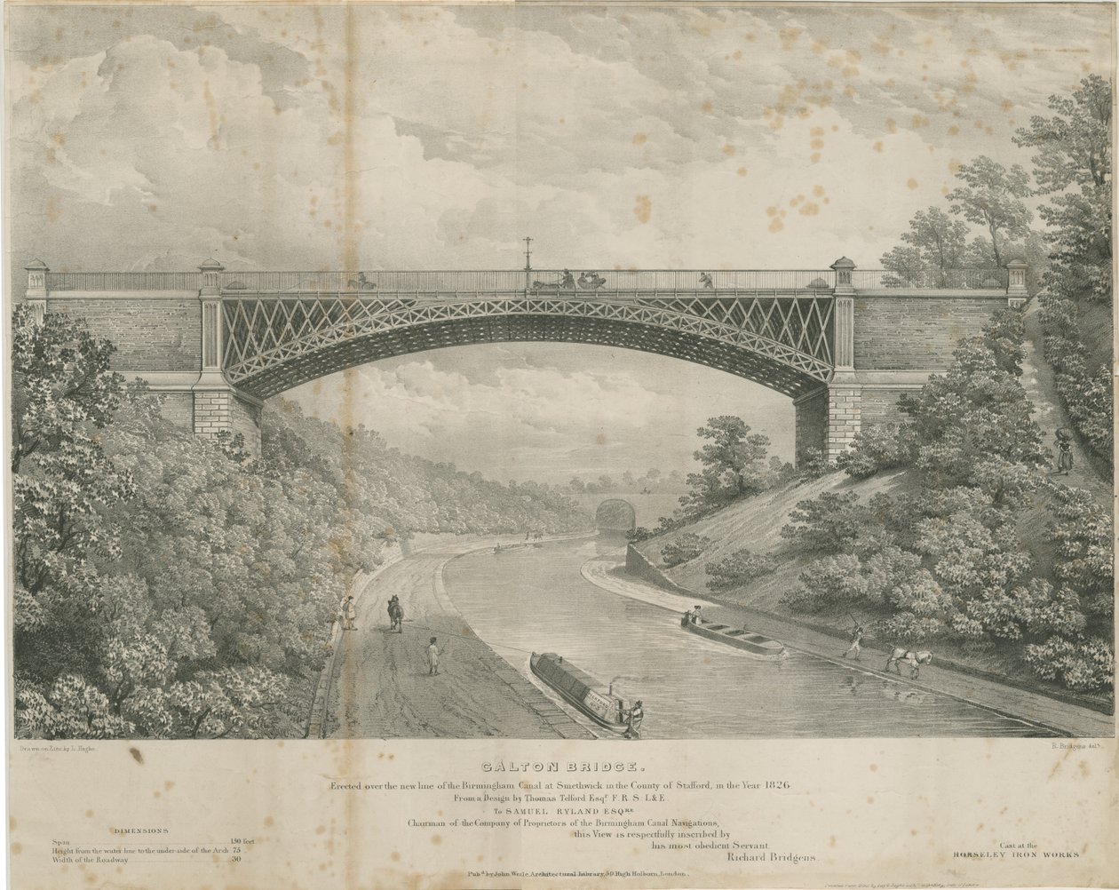 Calton Bridge (litografia in zinco) da Louis Haghe
