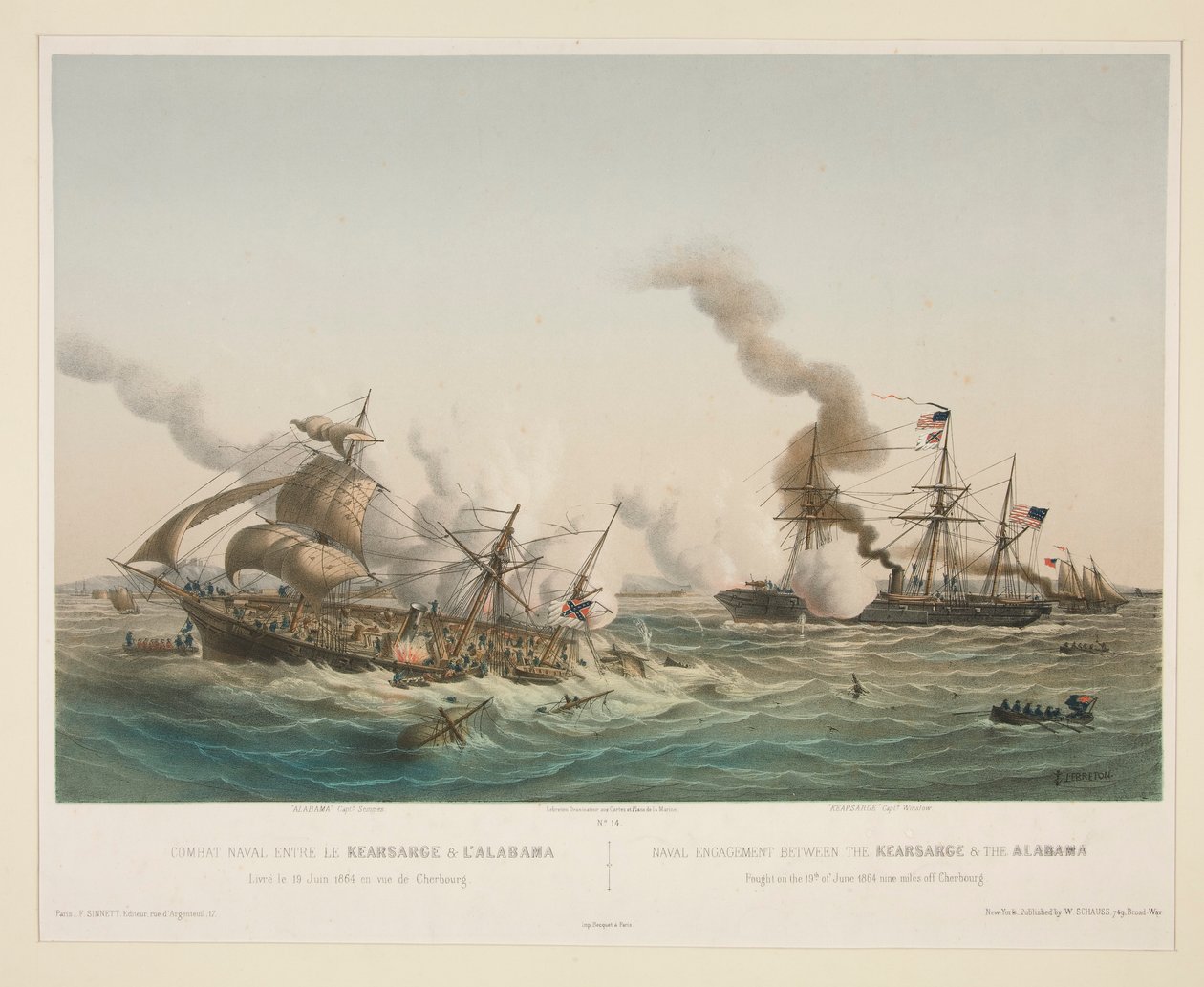 Combattimento navale tra il Kearsage e l da Louis Le Breton