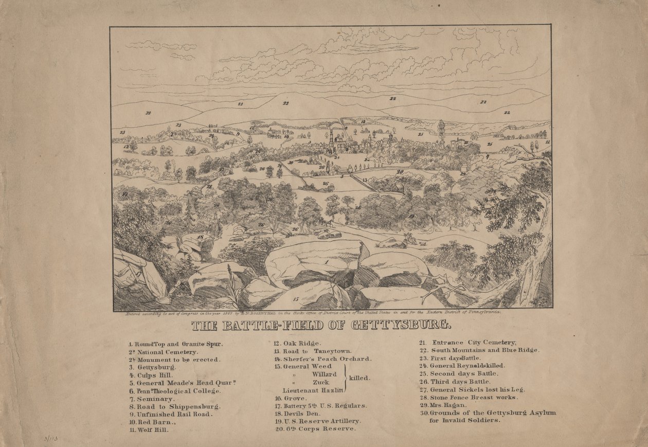 Il campo di battaglia di Gettysburg, c.1867 da Louis N. Rosenthal