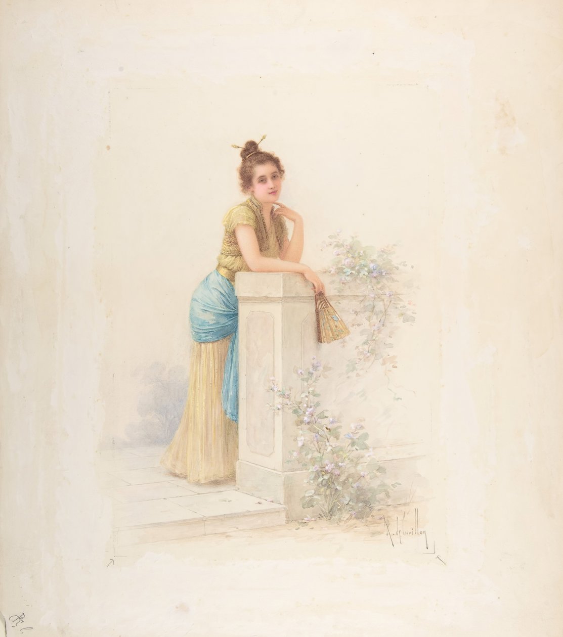 Signora con ventaglio, n.d. da Louis Robert Cuvillon