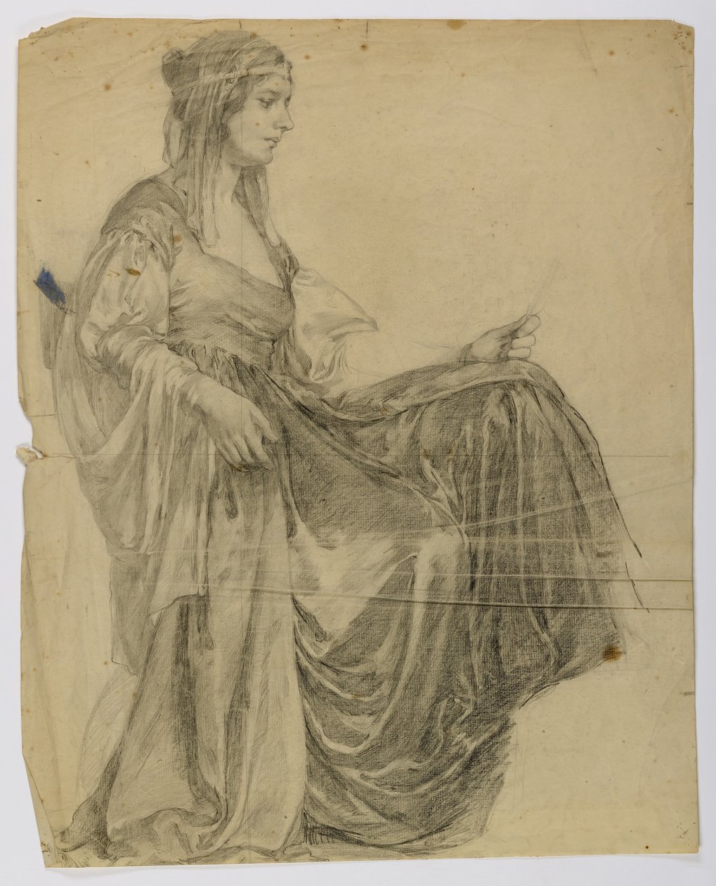 Senza titolo (Figura femminile seduta e drappeggiata, profilo) da Louise Cox