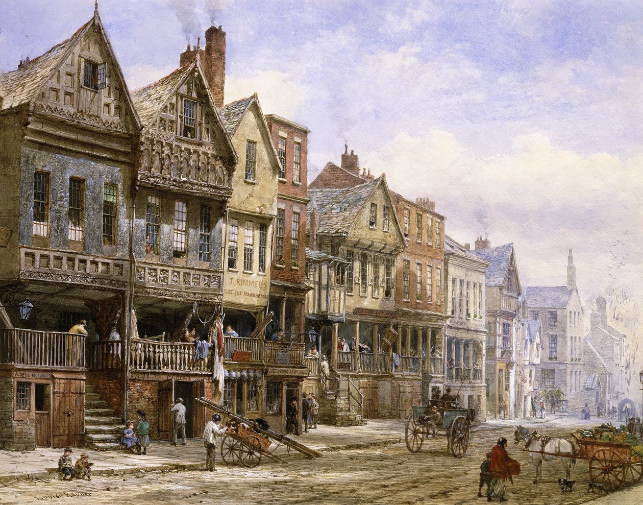 Watergate Street, Chester, vista verso ovest da Louise Ingram Rayner