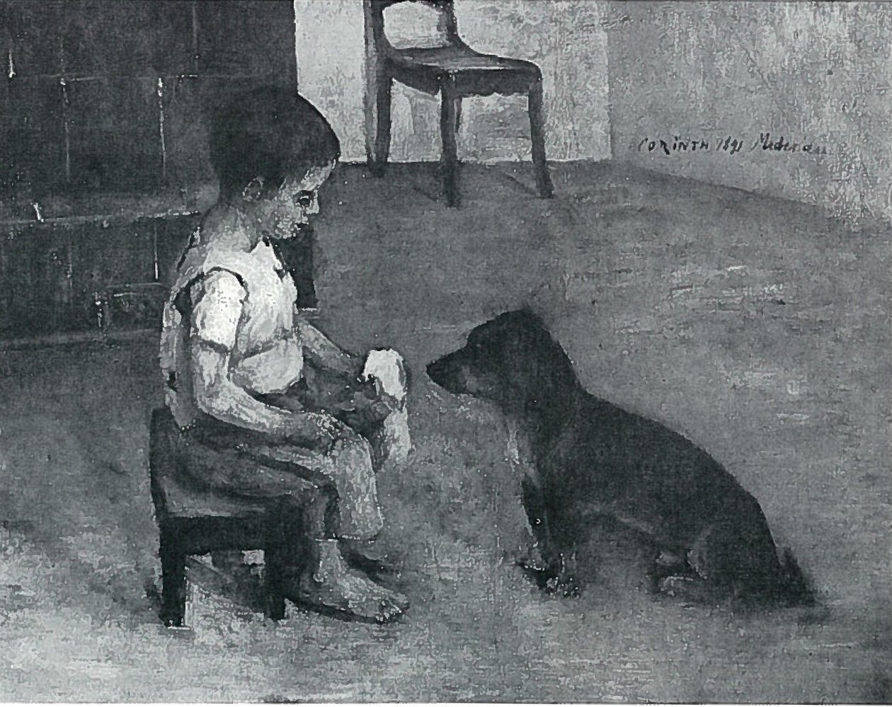 Bambino con pane e burro e cane da Lovis Corinth