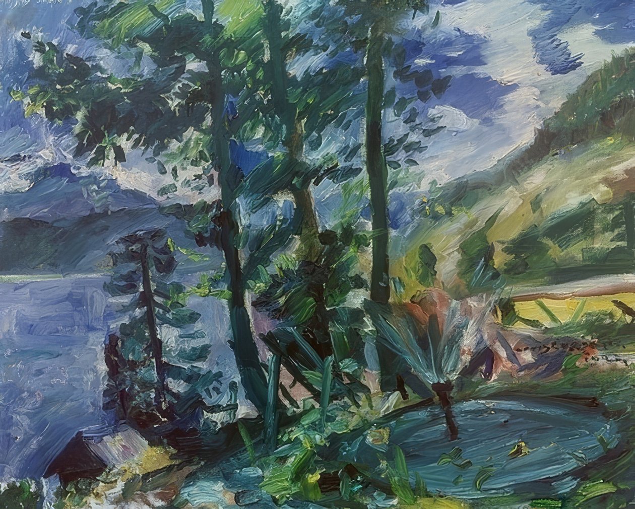 Walchensee con fontana da Lovis Corinth