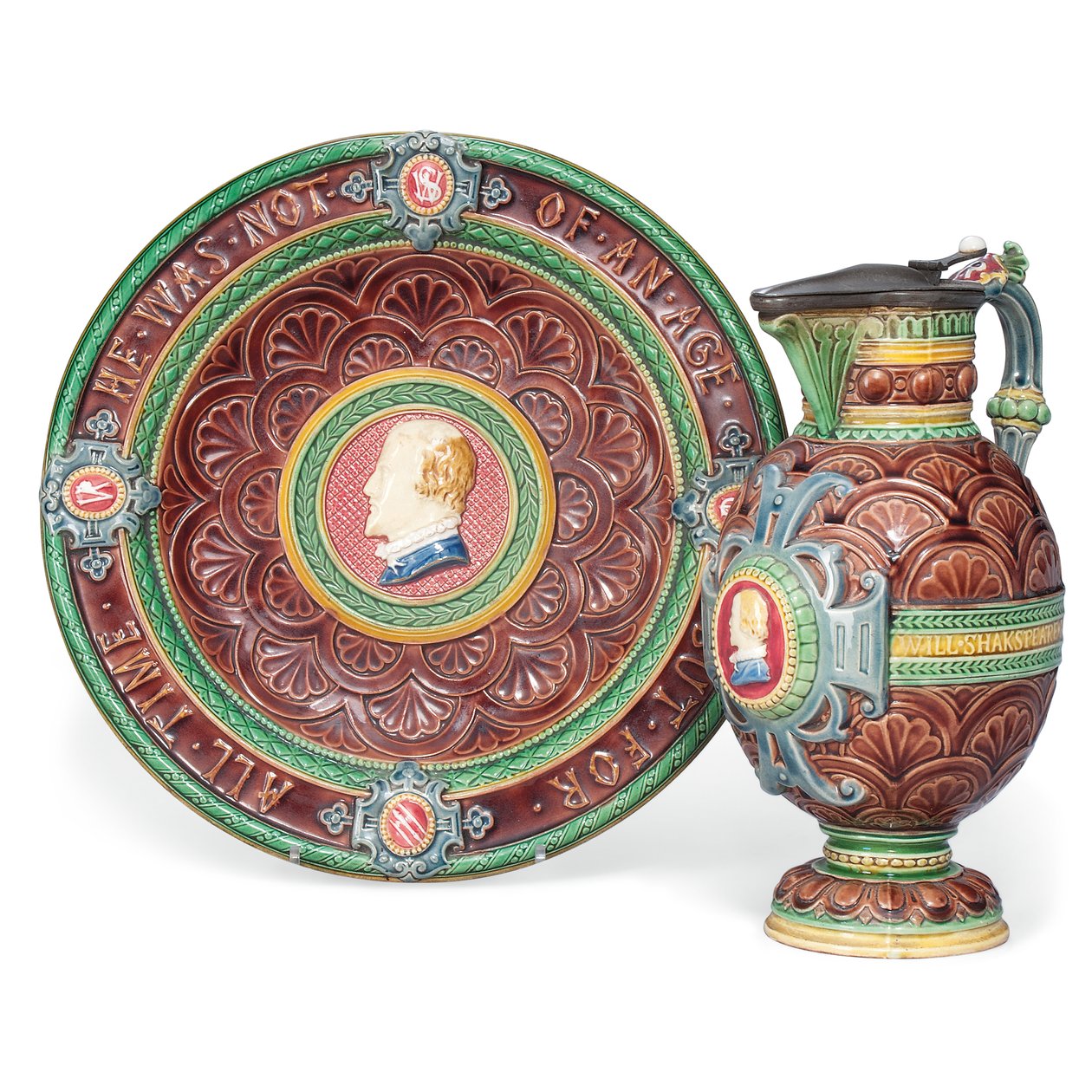 Una brocca e un supporto in maiolica di Minton da Ltd Mintons
