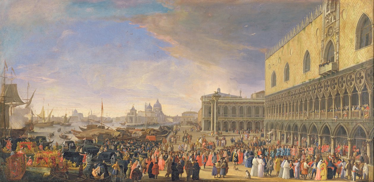 Arrivo del Conte Languet de Gergy al Palazzo Ducale, Venezia, novembre 1726 da Luca Carlevaris