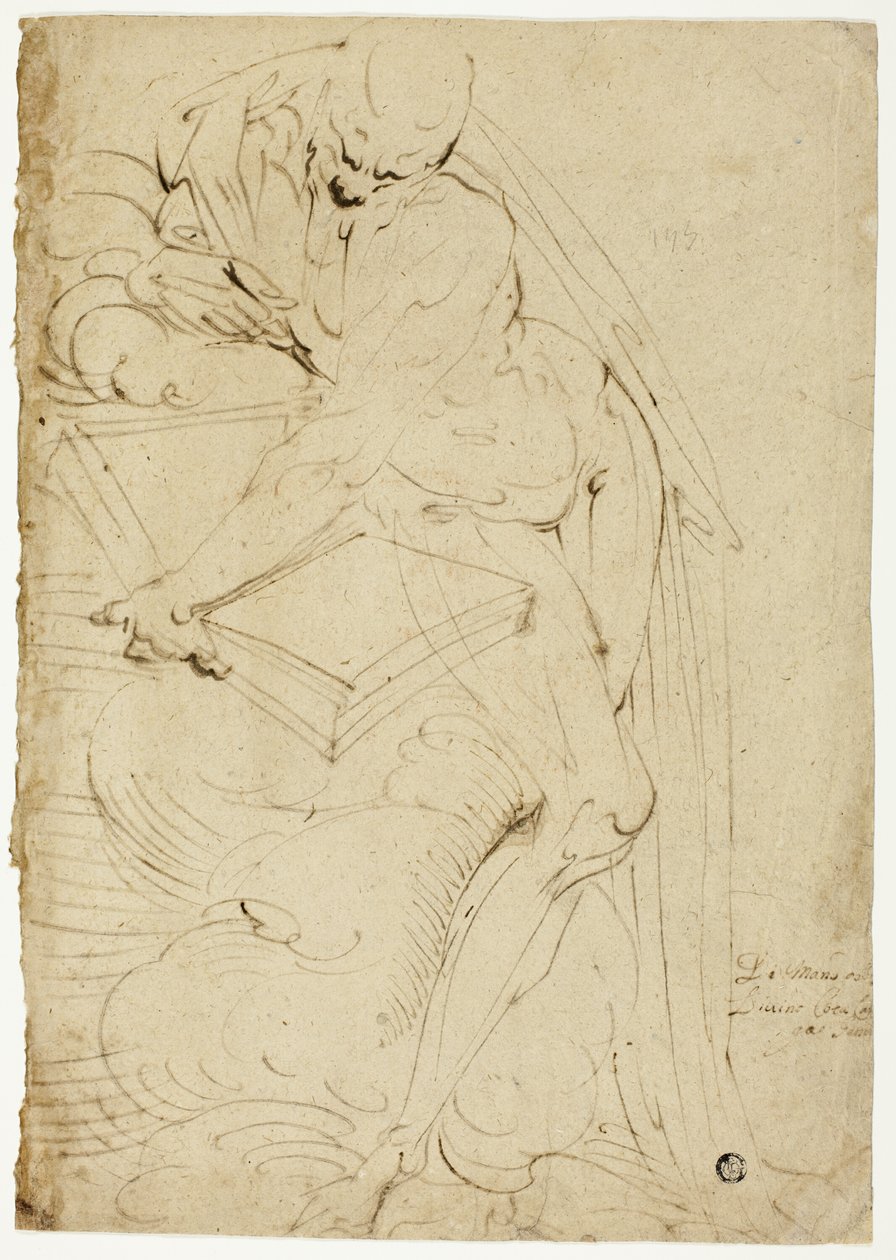 Nudo maschile in piedi (San Girolamo?) con libro da Luca Cambiaso