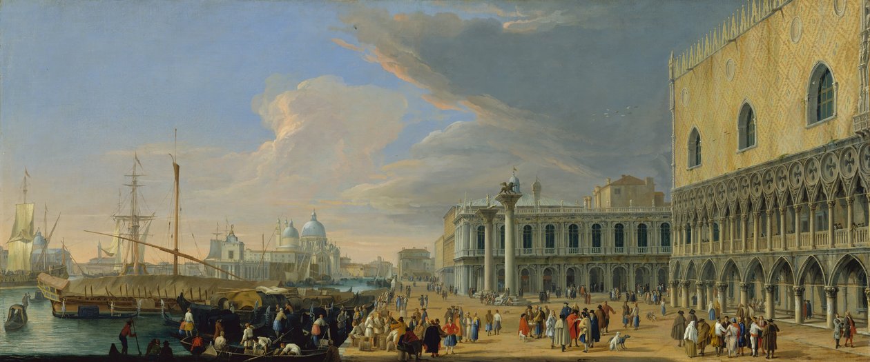 Il Molo, Venezia, vista verso ovest, ca. 1709 da Luca Carlevarijs