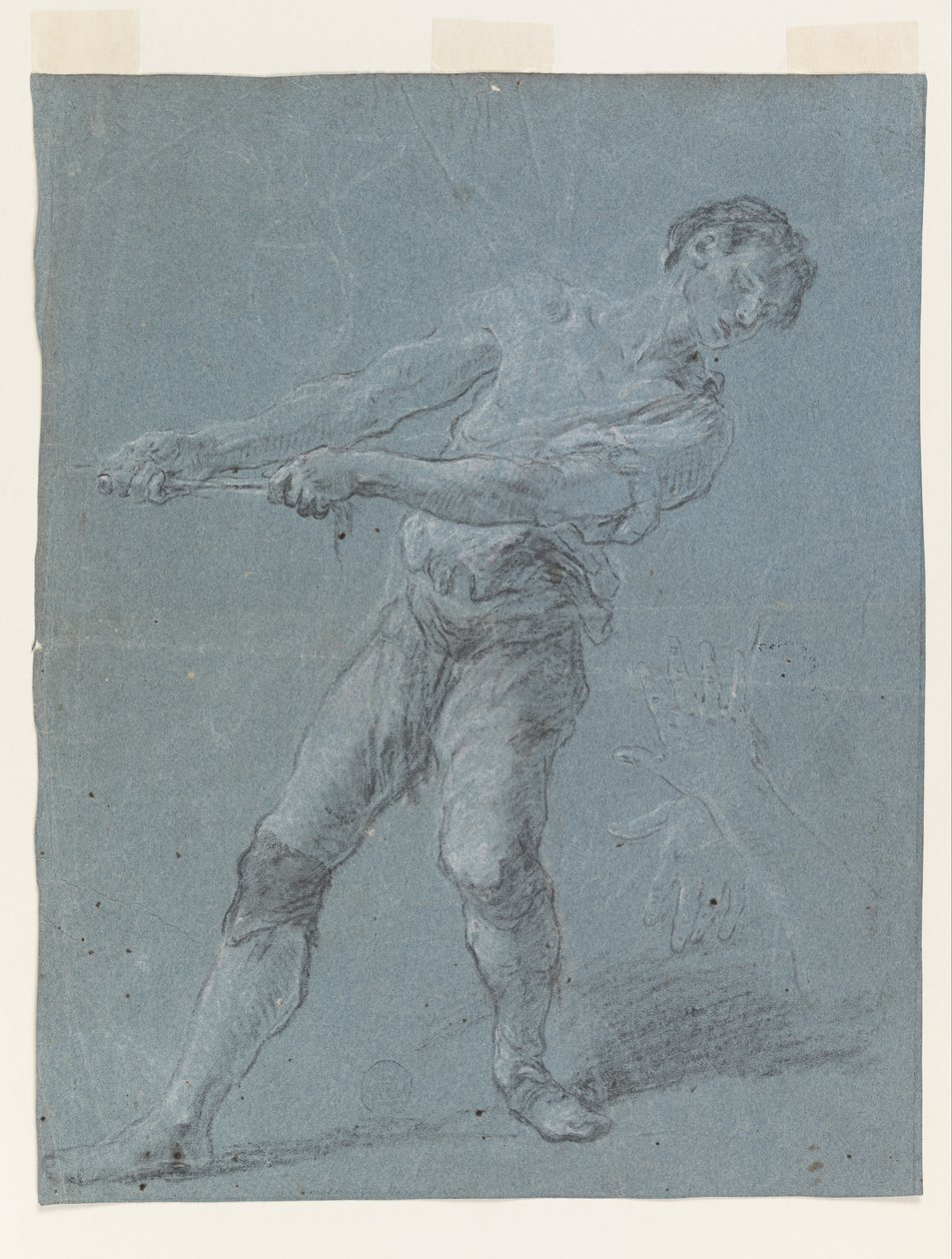 Giovane uomo che tira una corda da Luca Giordano