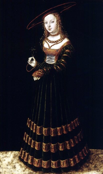 Ritratto di una ragazza con nontiscordardimé da Lucas Cranach the Elder