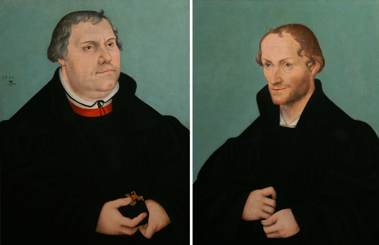 Ritratto di Martin Lutero e Ritratto di Philippe Melanchthon da Lucas Cranach the Younger  