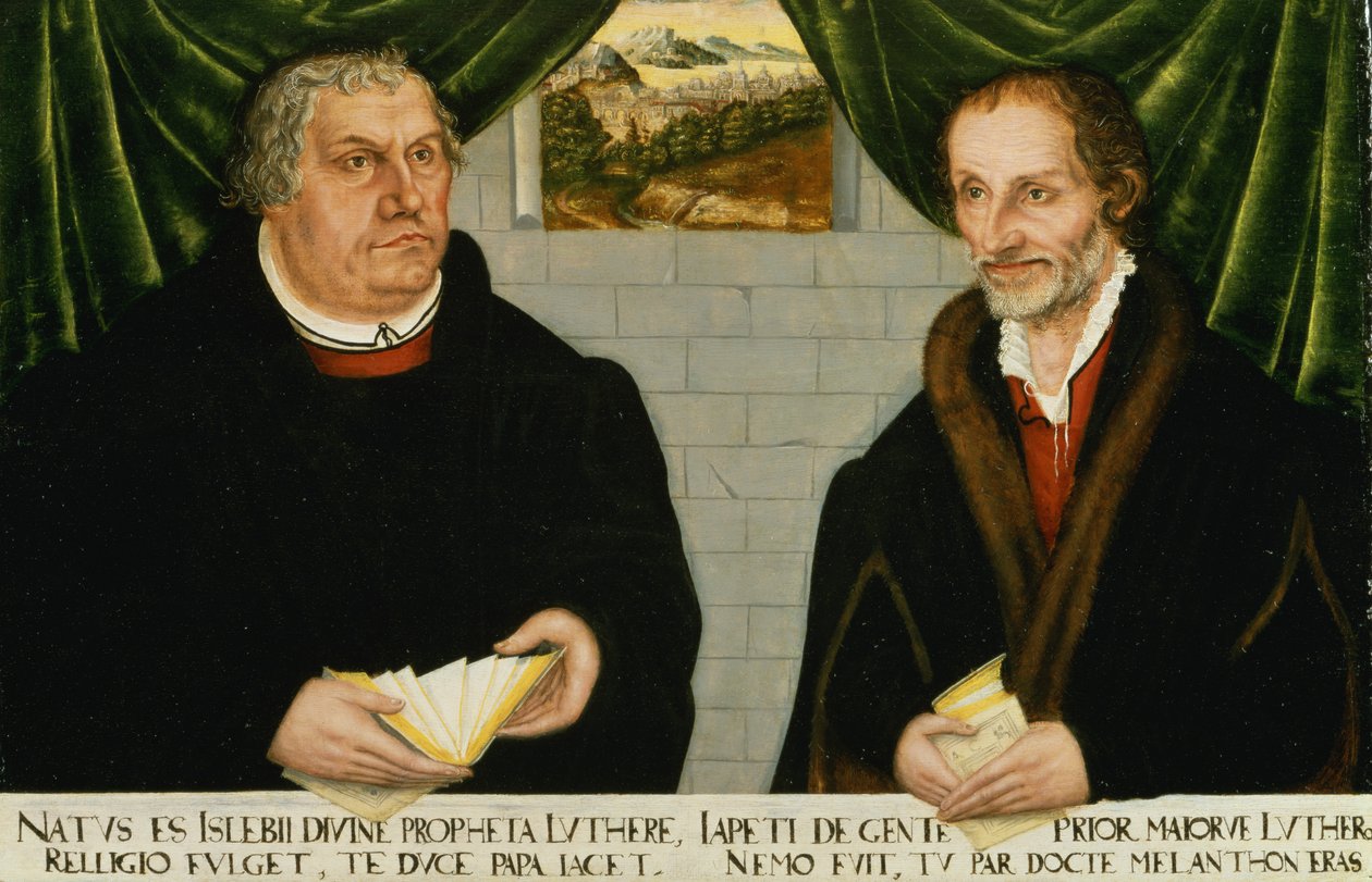 Doppio Ritratto di Martin Lutero (1483-1546) e Filippo Melantone (1497-1560) da Lucas Cranach the Younger
