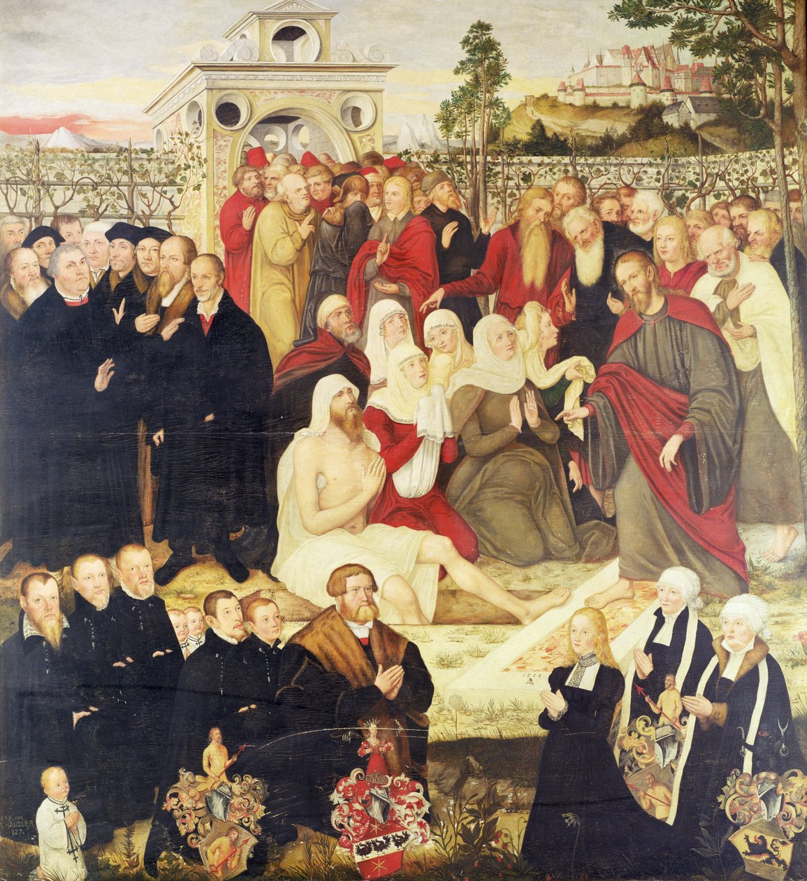 Gruppo di riformatori a un miracolo da Lucas Cranach the Younger