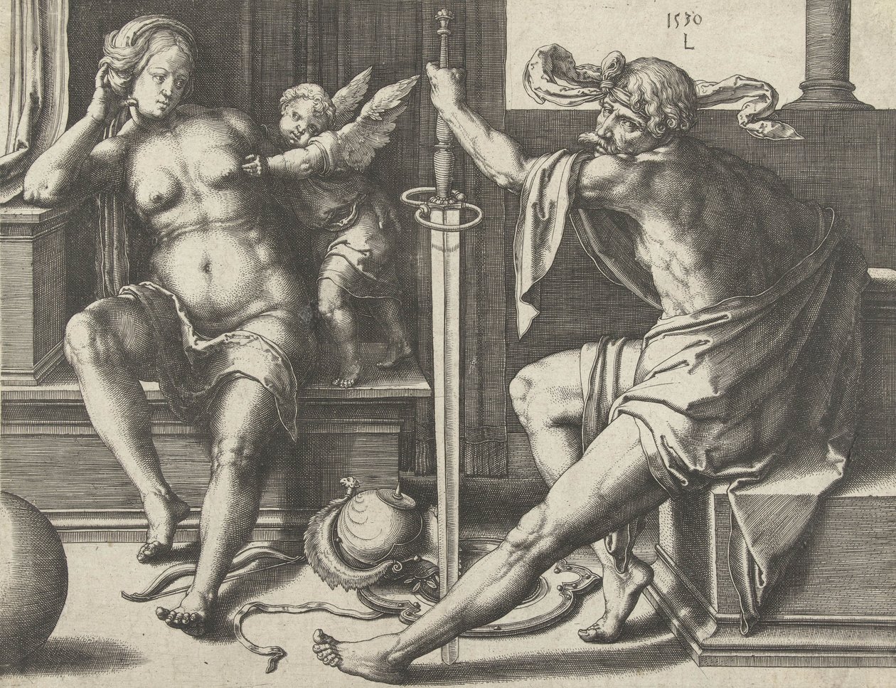 Marte, Venere e Cupido, 1530 da Lucas van Leyden