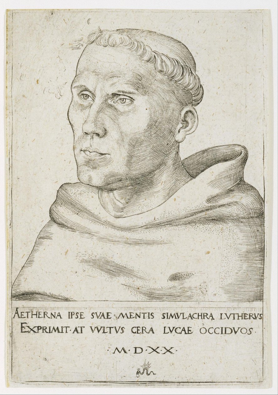 Martin Lutero, busto in vista a tre quarti da Lucas Cranach the Elder